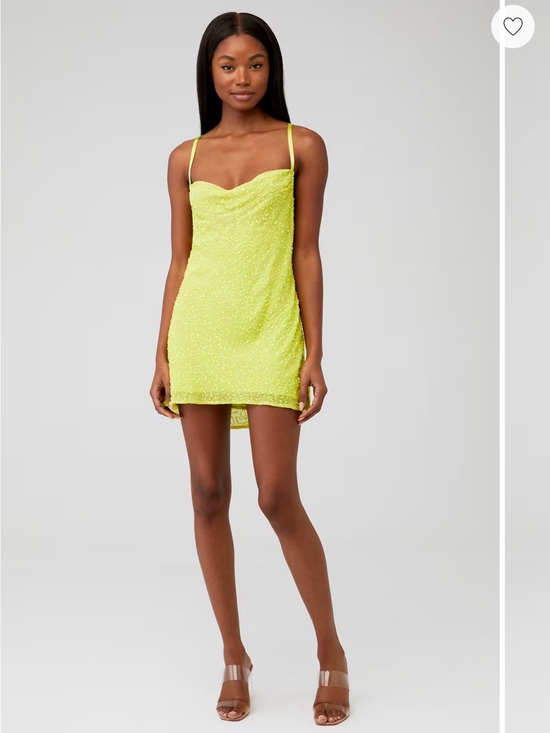 Show Me Your MuMu Dresses & Skirts - Show Me Your MuMu Neon Yellow Beaded Cowl Neck Mini Dress